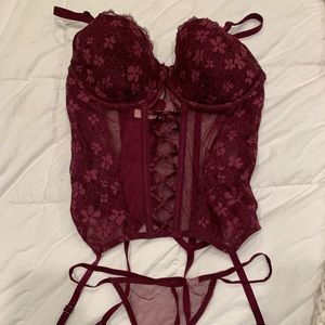 Victoria’s Secret Burgundy Corset Two Piece